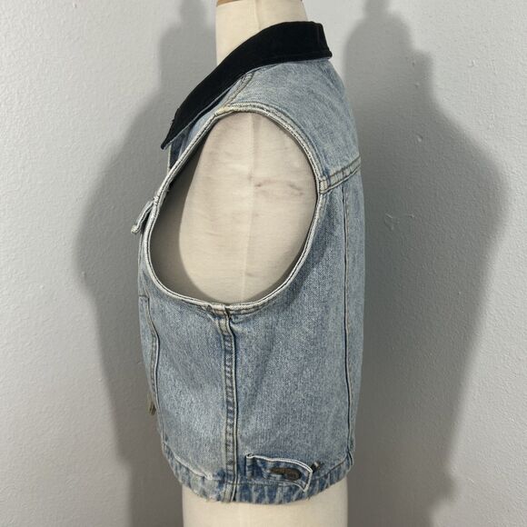 Vtg Limited Jeans Denim Vest Womens Small Velvet Collar Y2K 90s - Picture 3 of 8